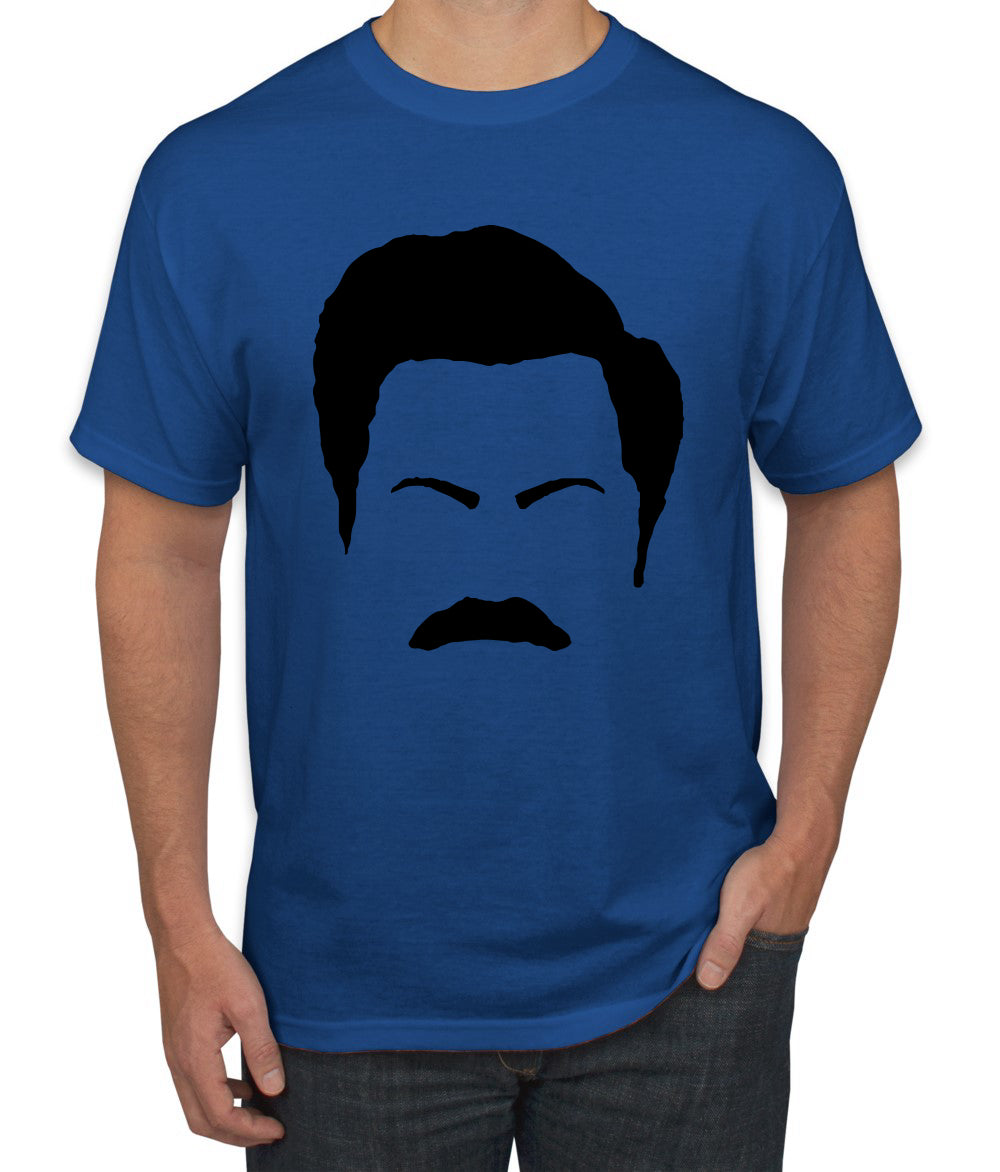 Parks and Rec Fans Ron Swanson Mustache Face Silhouette Pop Culture Men's T-Shirt