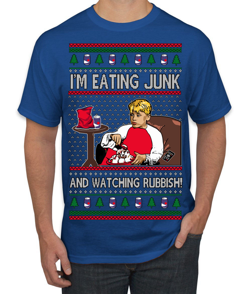 I'm Eating Junk and Watching Rubbish 90s Movie Ice Cream Ugly Christmas Sweater Men's T-Shirt
