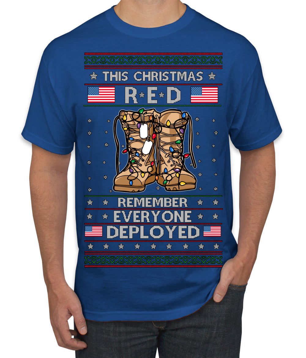 This Christmas RED Remember Everyone Deployed Veteran Ugly Christmas Sweater Men's T-Shirt