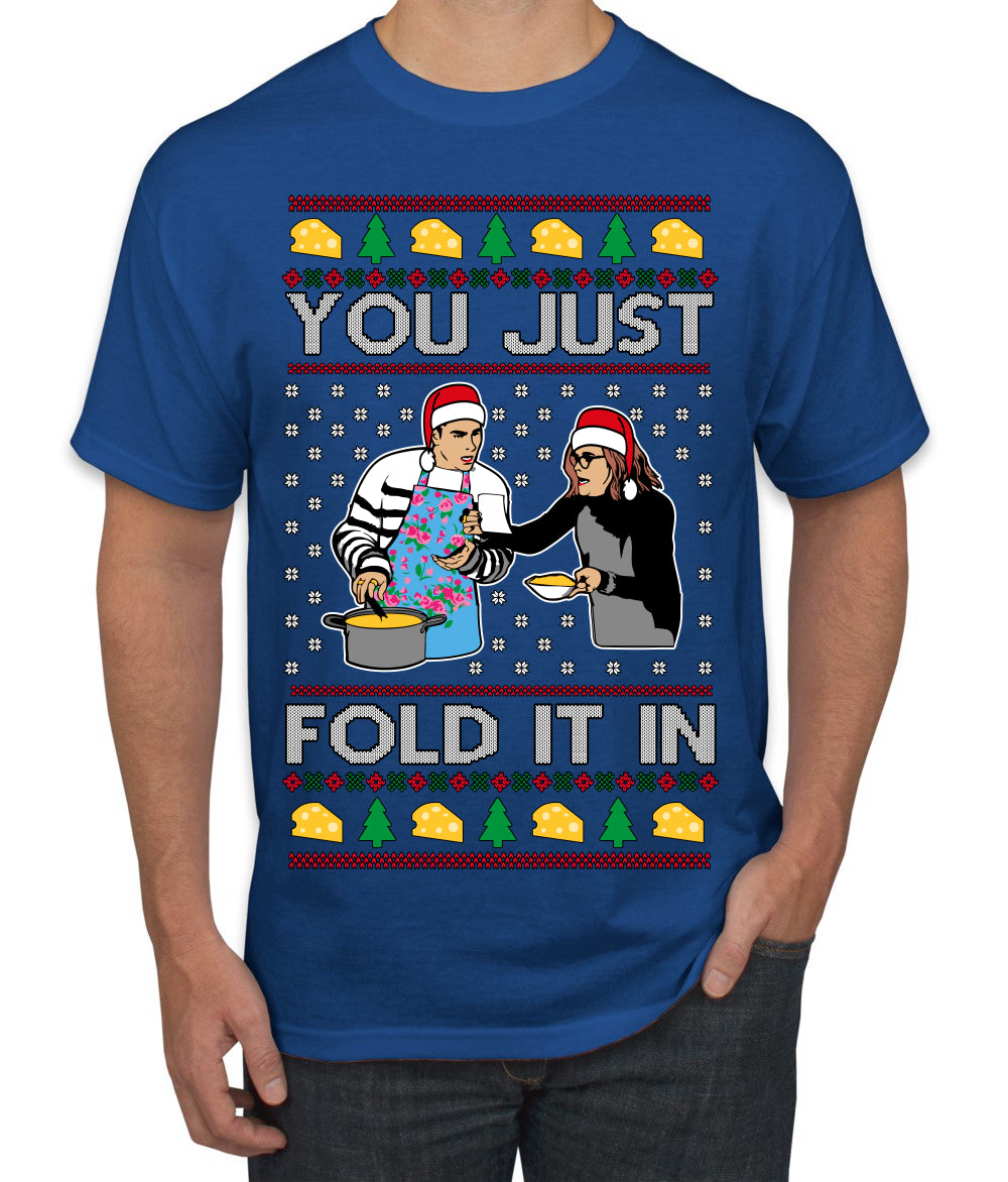 You Just Fold It In Funny Enchilada Moira David TV Sitcom Ugly Christmas Sweater Men's T-Shirt