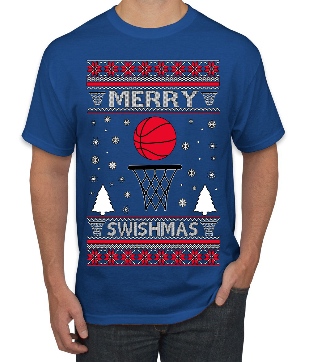 Merry Swishmas Basketball Sports Ugly Christmas Sweater Men's T-Shirt
