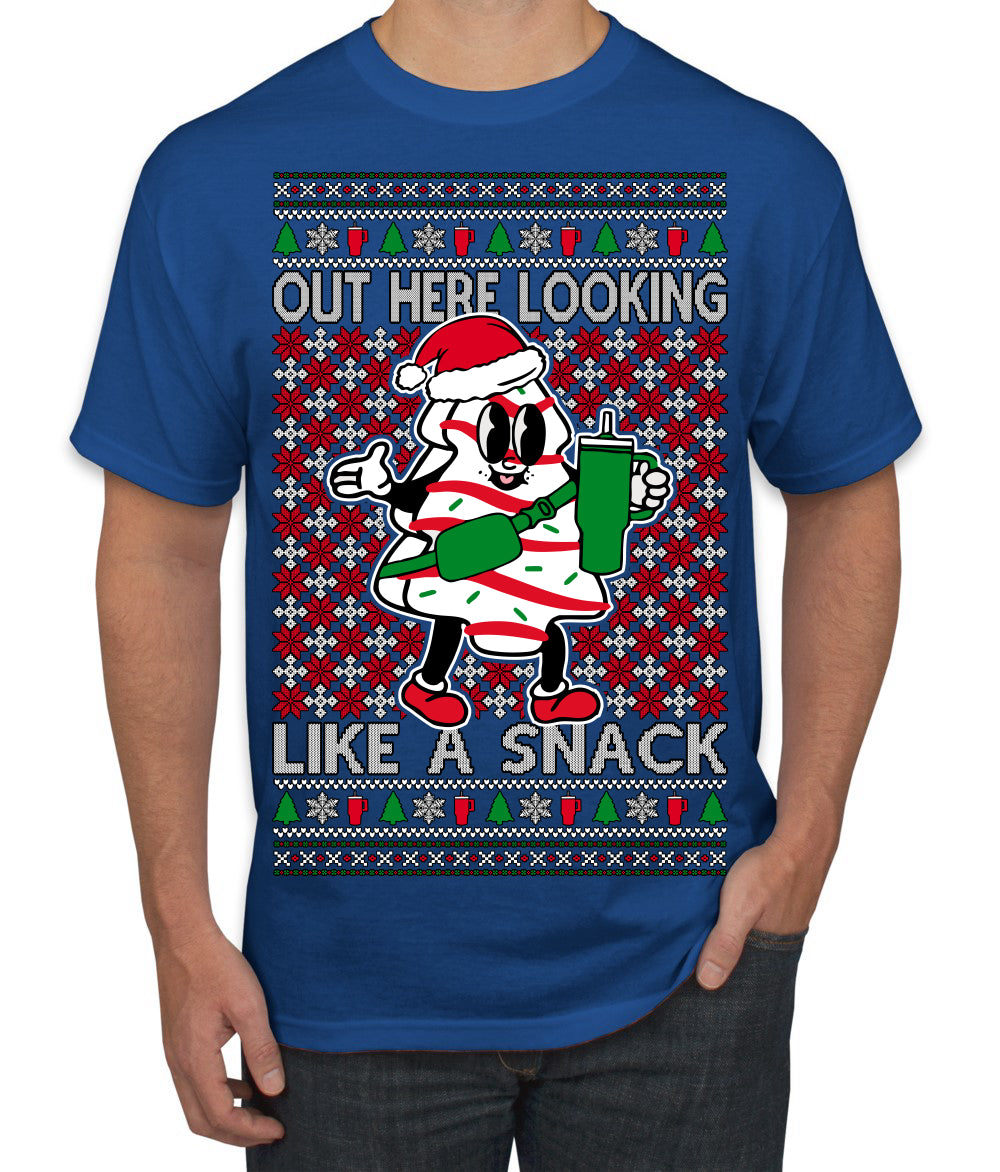 Out Here Looking Like a Snack Funny Cute Christmas Cookie Ugly Christmas Sweater Men's T-Shirt