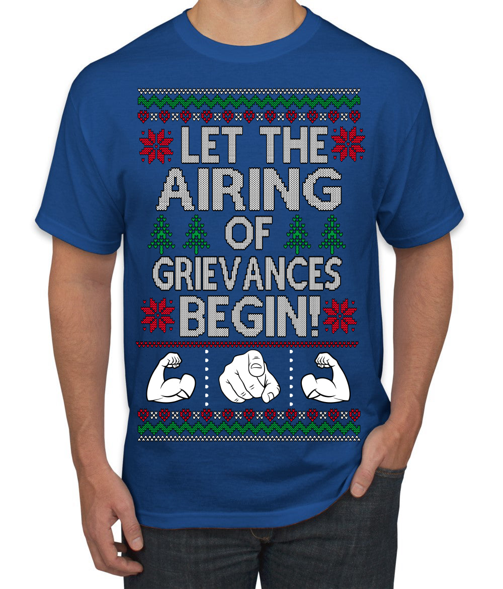 Let the Airing of Grievances Begin Funny TV Sitcom Festivus Ugly Christmas Sweater Men's T-Shirt