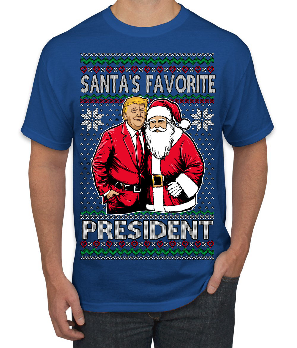 Santa's Favorite President Red Suit Trump Ugly Christmas Sweater Men's T-Shirt