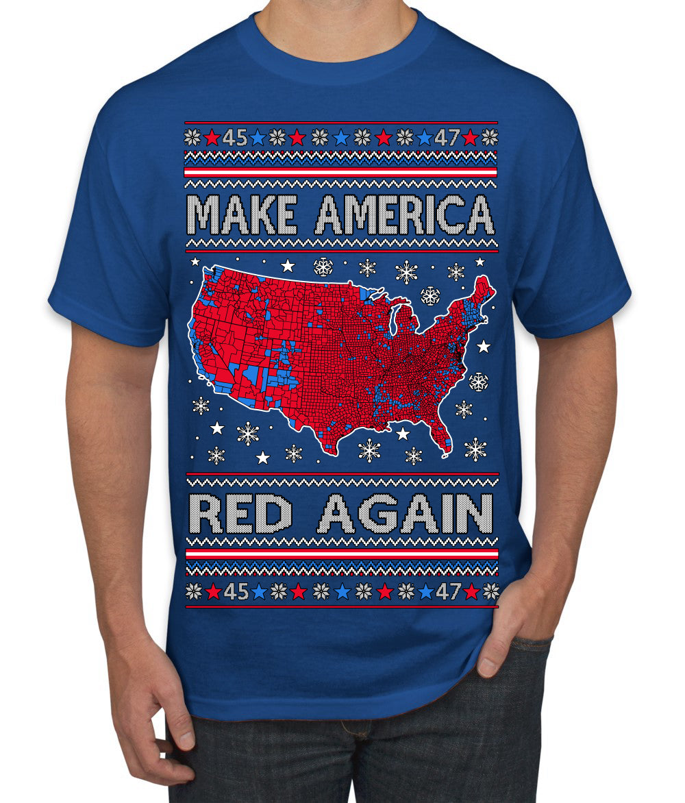 Make America Red Again USA Map Trump 2024 MAGA Ugly Christmas Sweater Men's T-Shirt