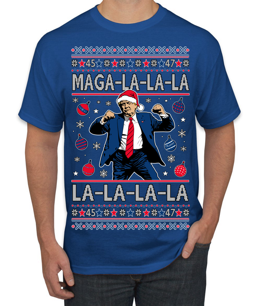 Maga La La La Funny Donald Trump Christmas Carol Song Ugly Christmas Sweater Men's T-Shirt