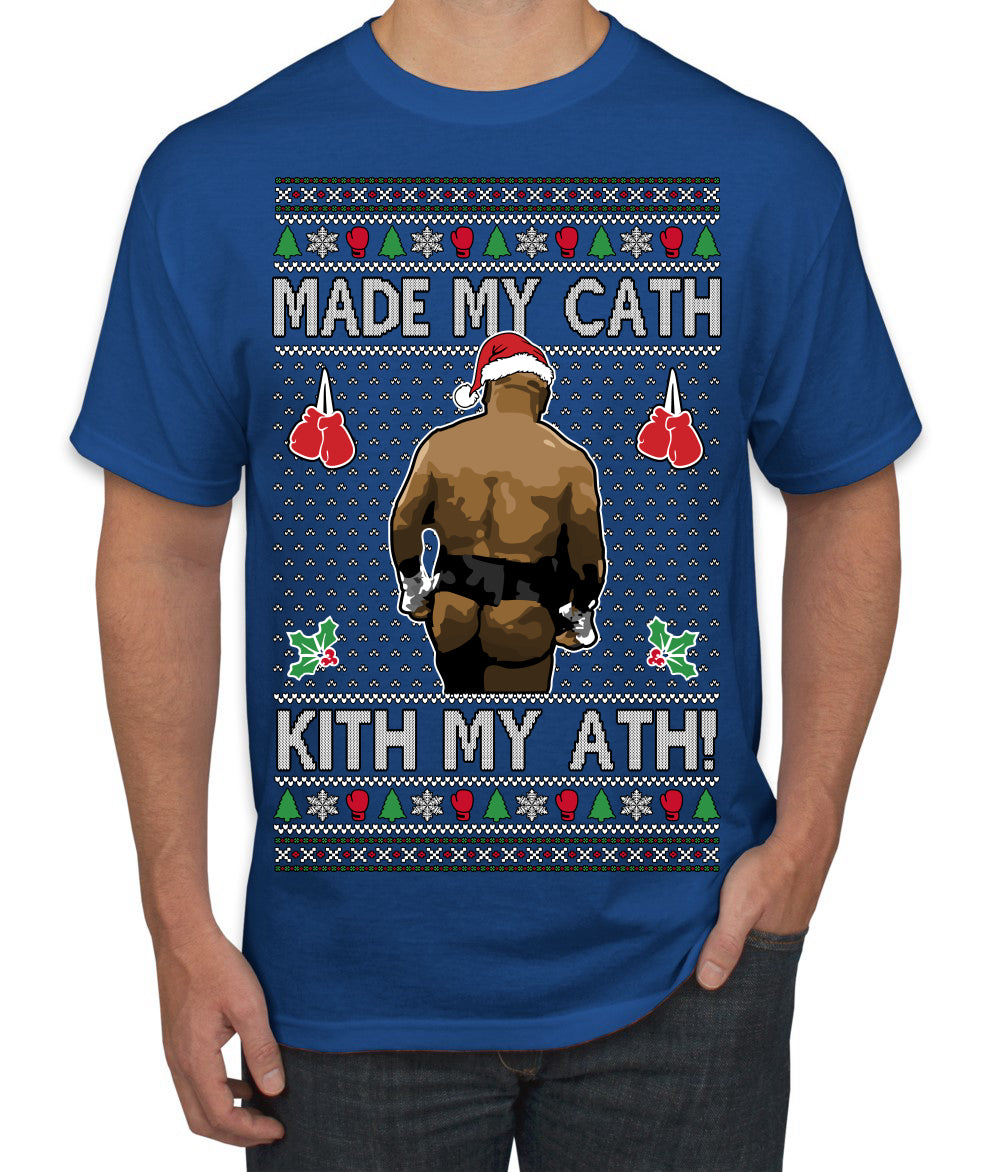 Made My Cath Kith My Ath, Funny Cash Money Viral Kiss My Ass Boxing Fight Meme, Men Women Ugly Christmas Sweater Men's T-Shirt