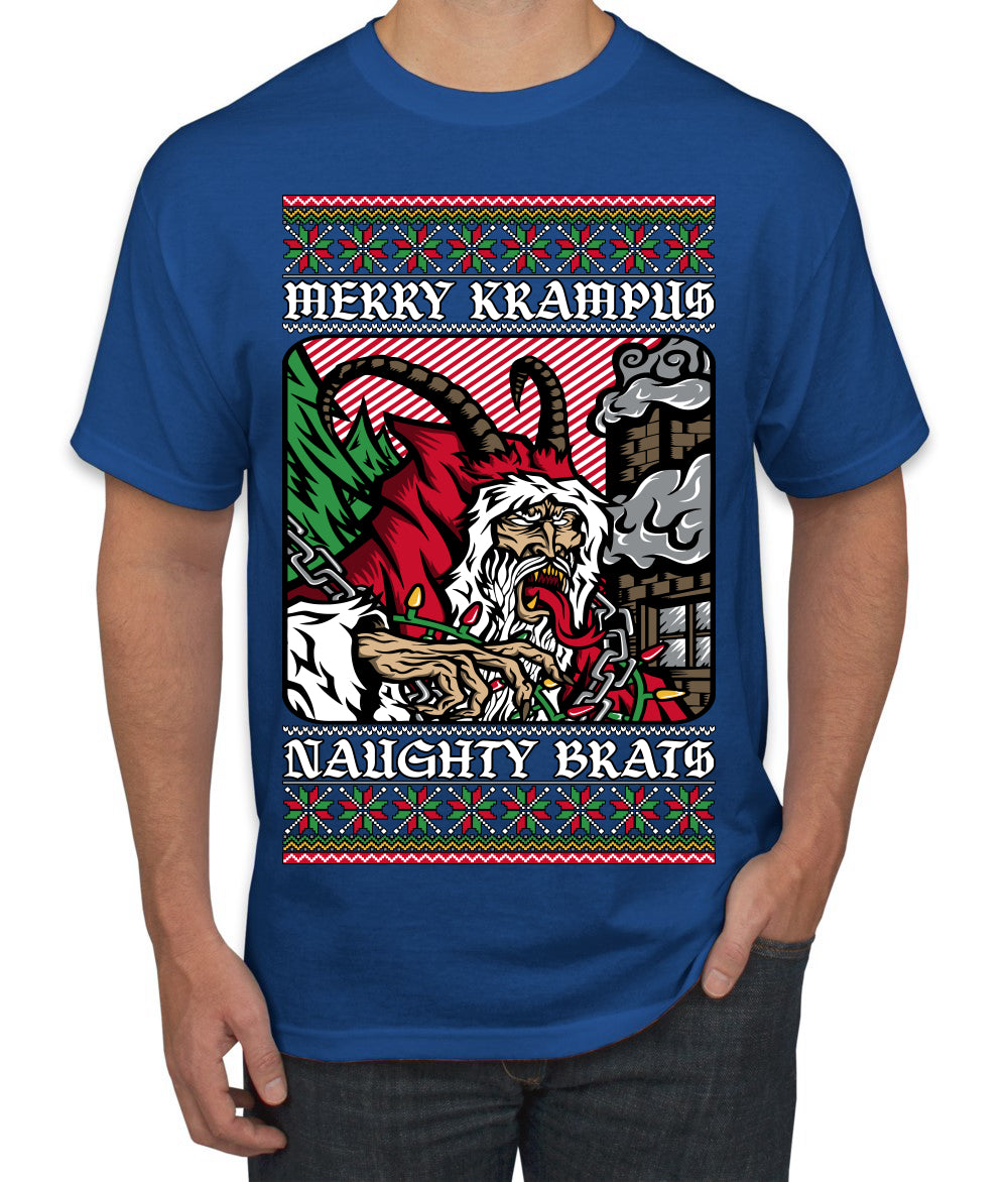 Merry Krampus Naughty Brats | Funny Ugly Christmas Sweater Men's T-Shirt