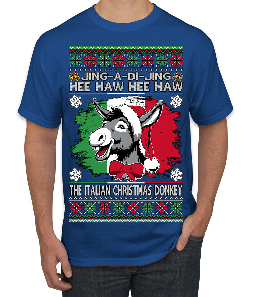 Jing a Di Jing Dominick the Italian Christmas Donkey Ugly Christmas Sweater Men's T-Shirt