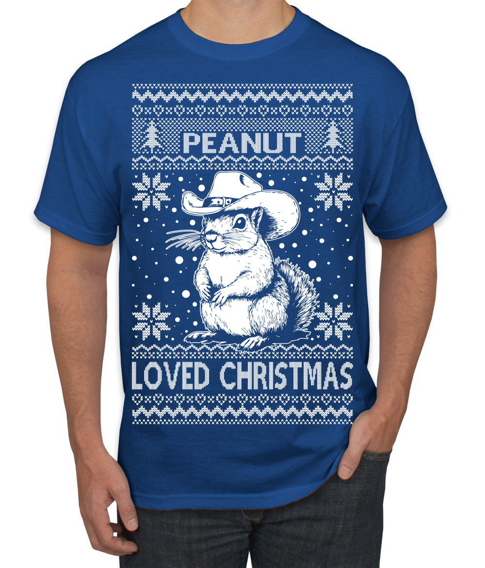 Peanut Loved Christmas RIP Funny Viral Squirrel Meme Ugly Christmas Sweater Men's T-Shirt