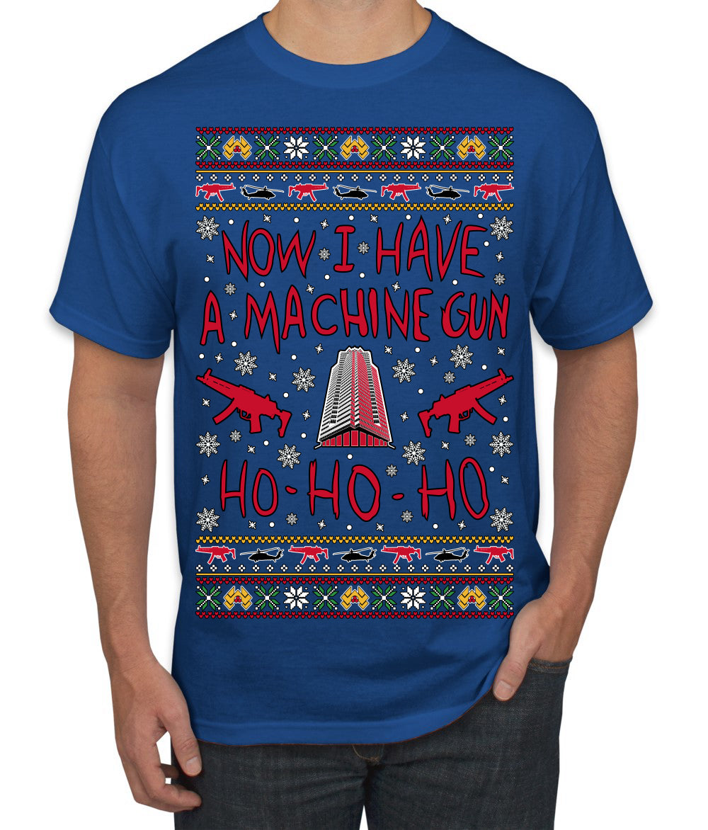 Now I Have a Machine Gun Ho Ho Ho Nakatomi Die Hard McClane Classic 80s Xmas Movie Ugly Christmas Sweater Men's T-Shirt