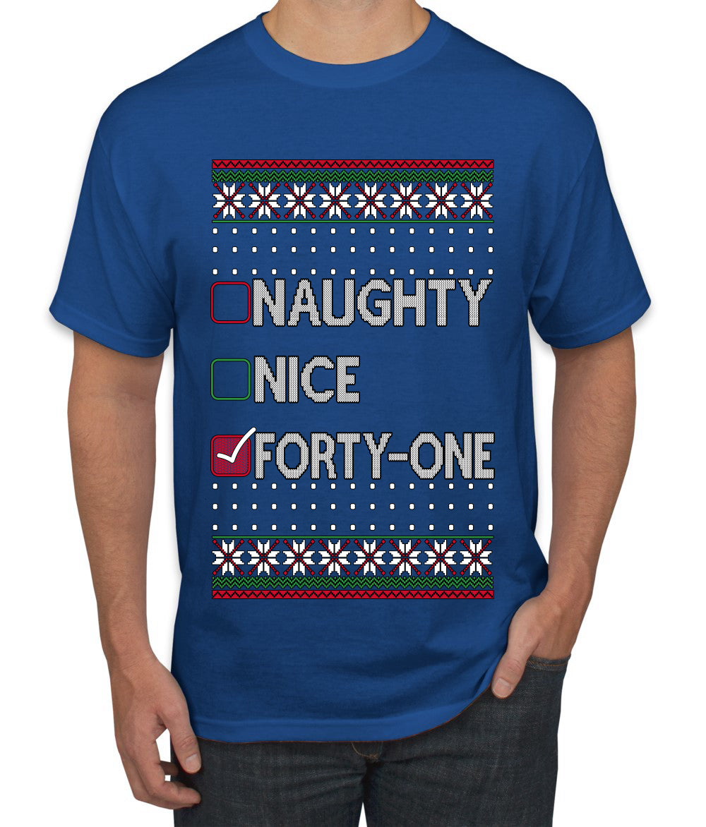 Naughty Nice 41, Simple List, Ugly Christmas Unisex Sweater, Funny Meme, Ugly Christmas Sweater Men's T-Shirt