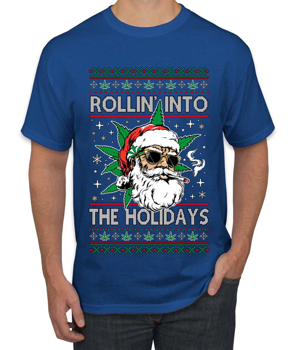 Rollin' Into The Holidays Christmas Sweater, Ugly Christmas Sweater Men's T-Shirt