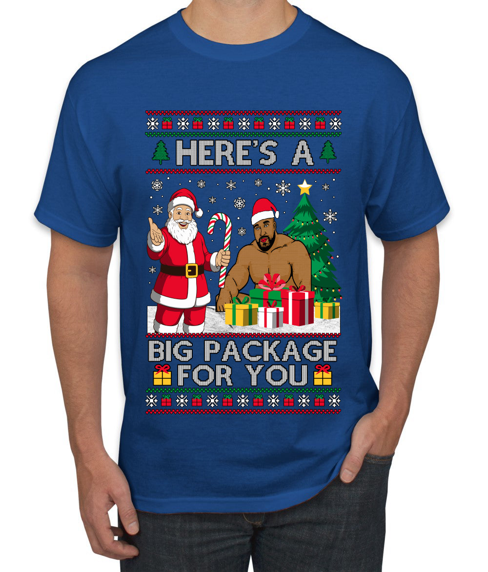 Here's A Big Package For You Santa Christmas Sweater, Ugly Christmas Sweater Men's T-Shirt