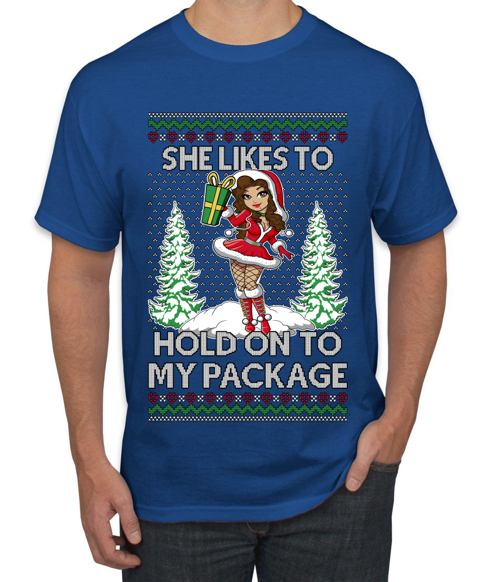 Hold My Package, Ugly Christmas Sweater Unisex Unisex Men's T-Shirt