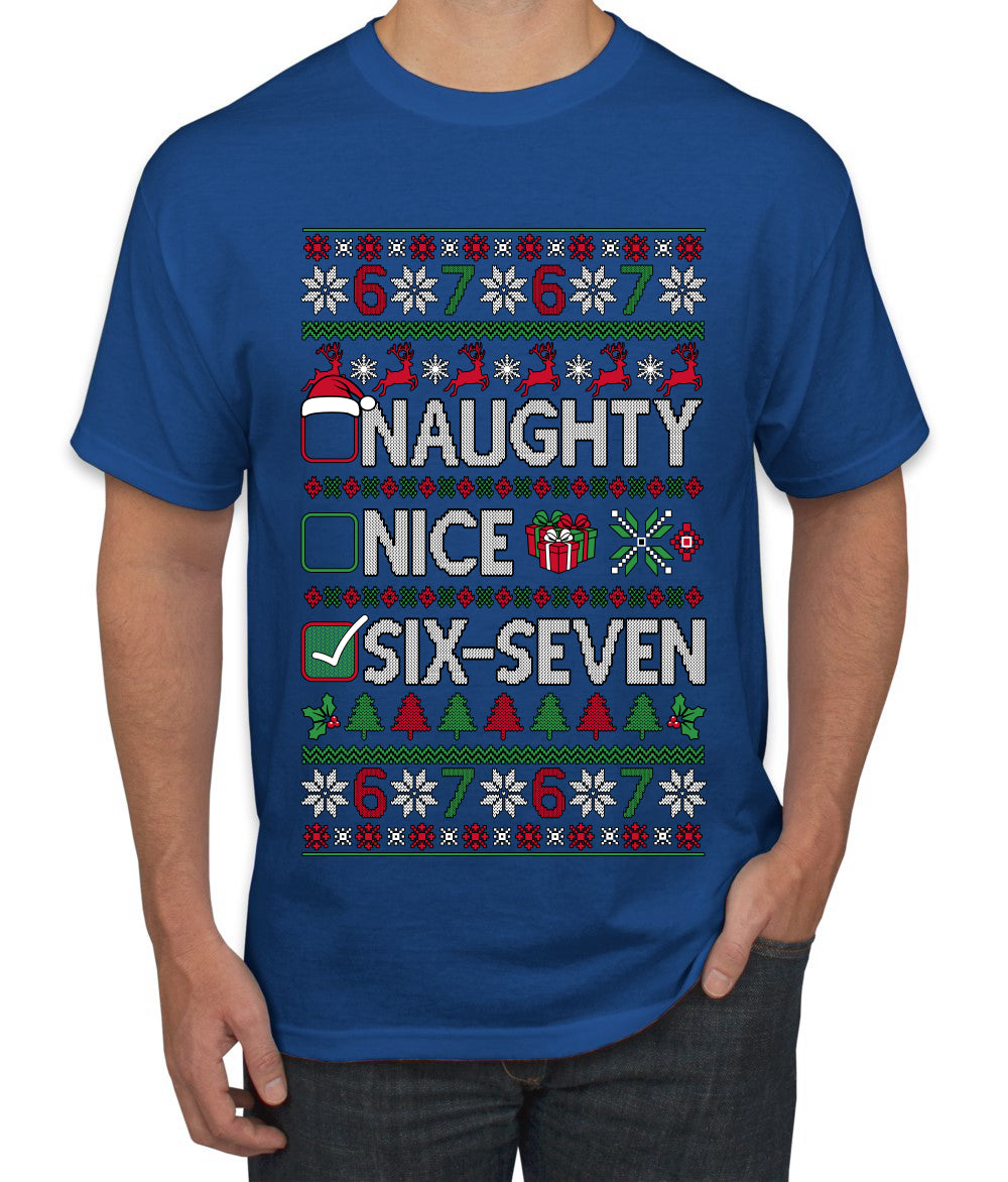 Naughty Nice 6 7 Checklist, Ugly Christmas Sweater Unisex Men's T-Shirt