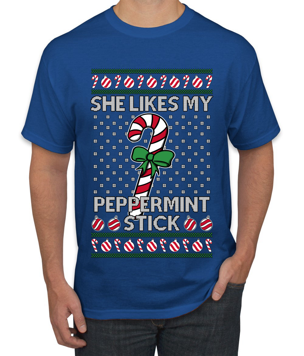 She Likes My Peppermint Stick, Ugly Christmas Sweater Unisex Men's T-Shirt