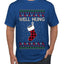 Well Hung, Ugly Christmas Sweater Unisex Men's T-Shirt