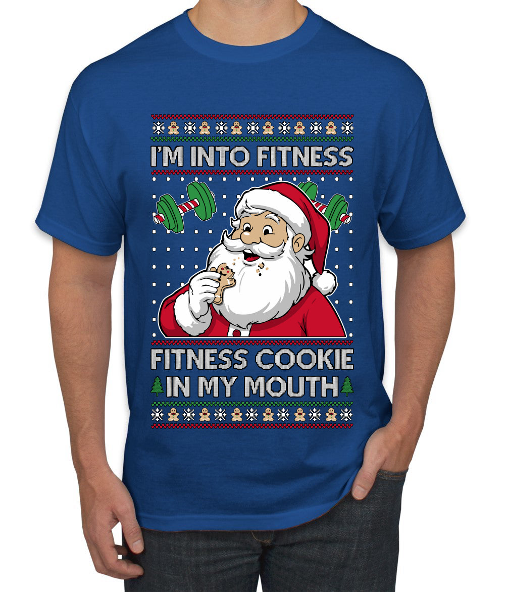 I'm Into Fitness Cookie In My Mouth Santa, Ugly Christmas Sweater Unisex Men's T-Shirt
