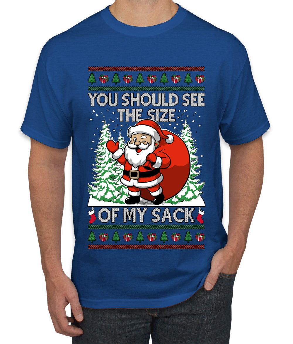You Should See The Size Of My Sack Naughty Santa, Ugly Christmas Sweater Unisex Men's T-Shirt