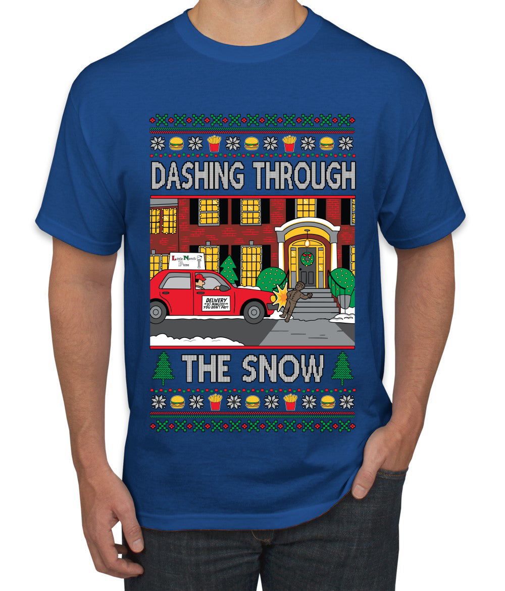 Dashing Through The Snow Classic 90s Holiday Movie, Ugly Christmas Sweater Unisex Men's T-Shirt