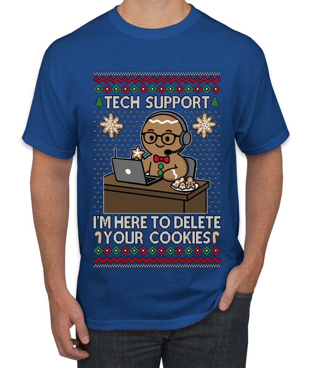 Tech Support I'm Here To Delete Your Cookies, Ugly Christmas Sweater Unisex Men's T-Shirt