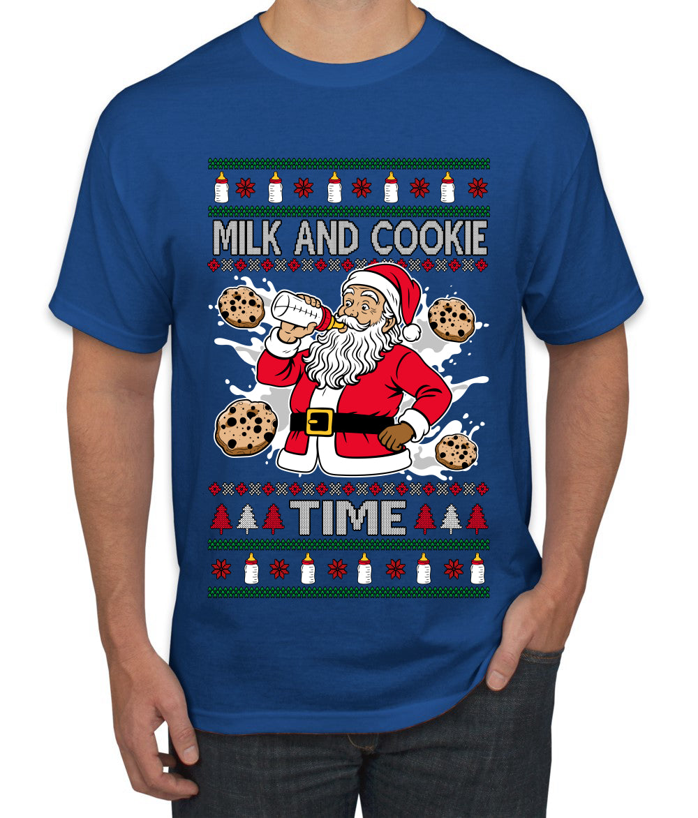 Milk And Cookie Time, Ugly Christmas Sweater Unisex Men's T-Shirt