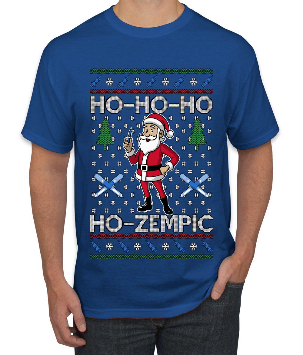 Skinny Santa Ho Ho Ho Ho-Zempic Weight Loss Shot, Ugly Christmas Sweater Unisex Men's T-Shirt