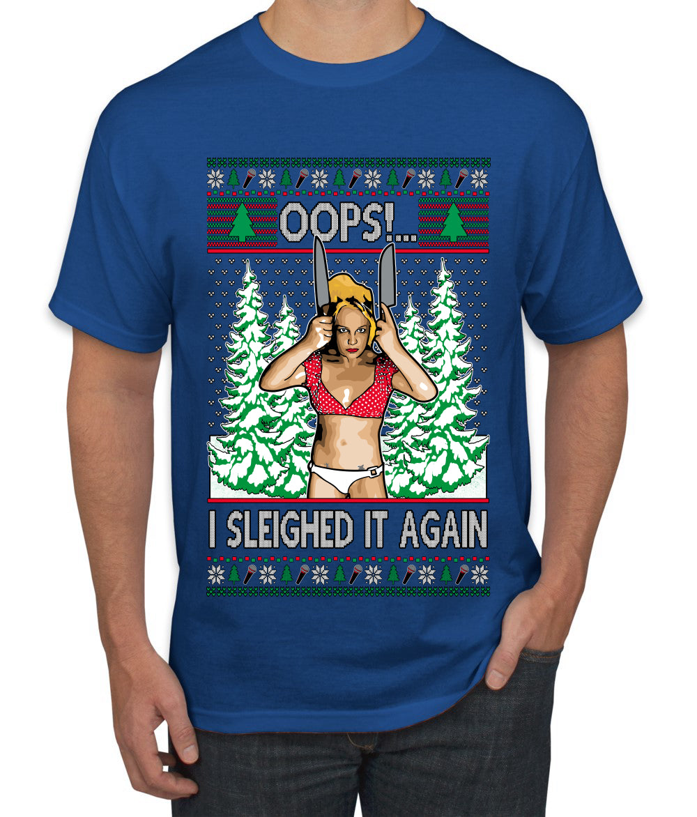 Funny, Knives Popstar Dancing, Music Lover Comedic Christmas Sweater Design, Ugly Christmas Sweater Unisex Men's T-Shirt