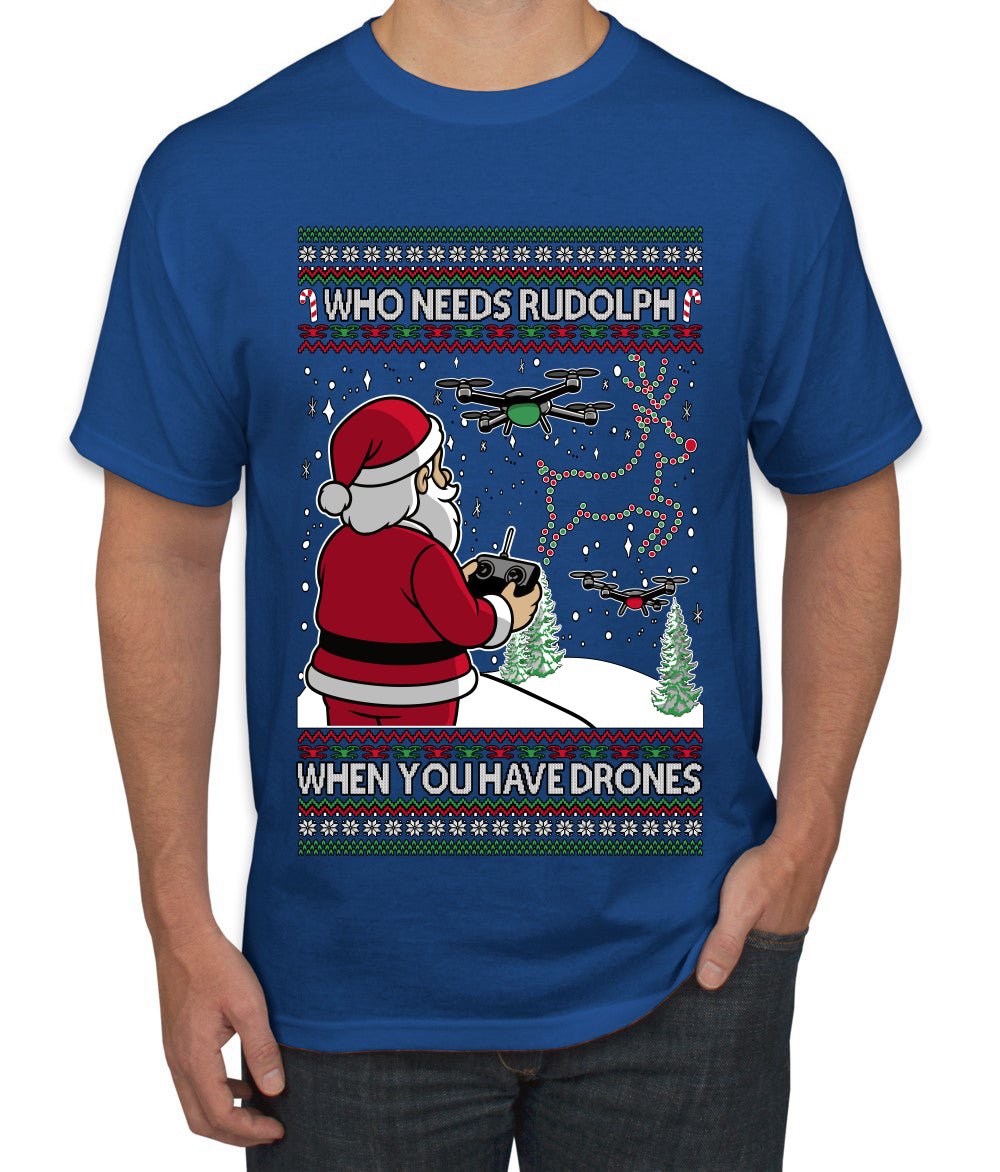 Santa Drone Show Reindeer, Ugly Christmas Sweater Unisex Men's T-Shirt