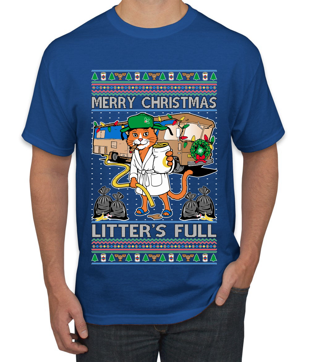 Litters Full Cat, Ugly Christmas Sweater Unisex Men's T-Shirt