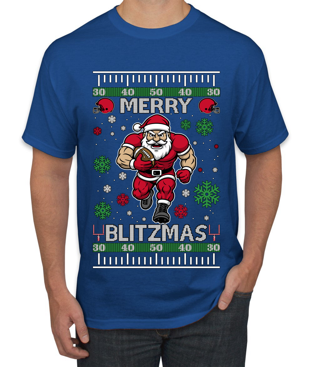 Merry Blitzmas, Football Christmas Sweater Design, Ugly Christmas Sweater Unisex Men's T-Shirt