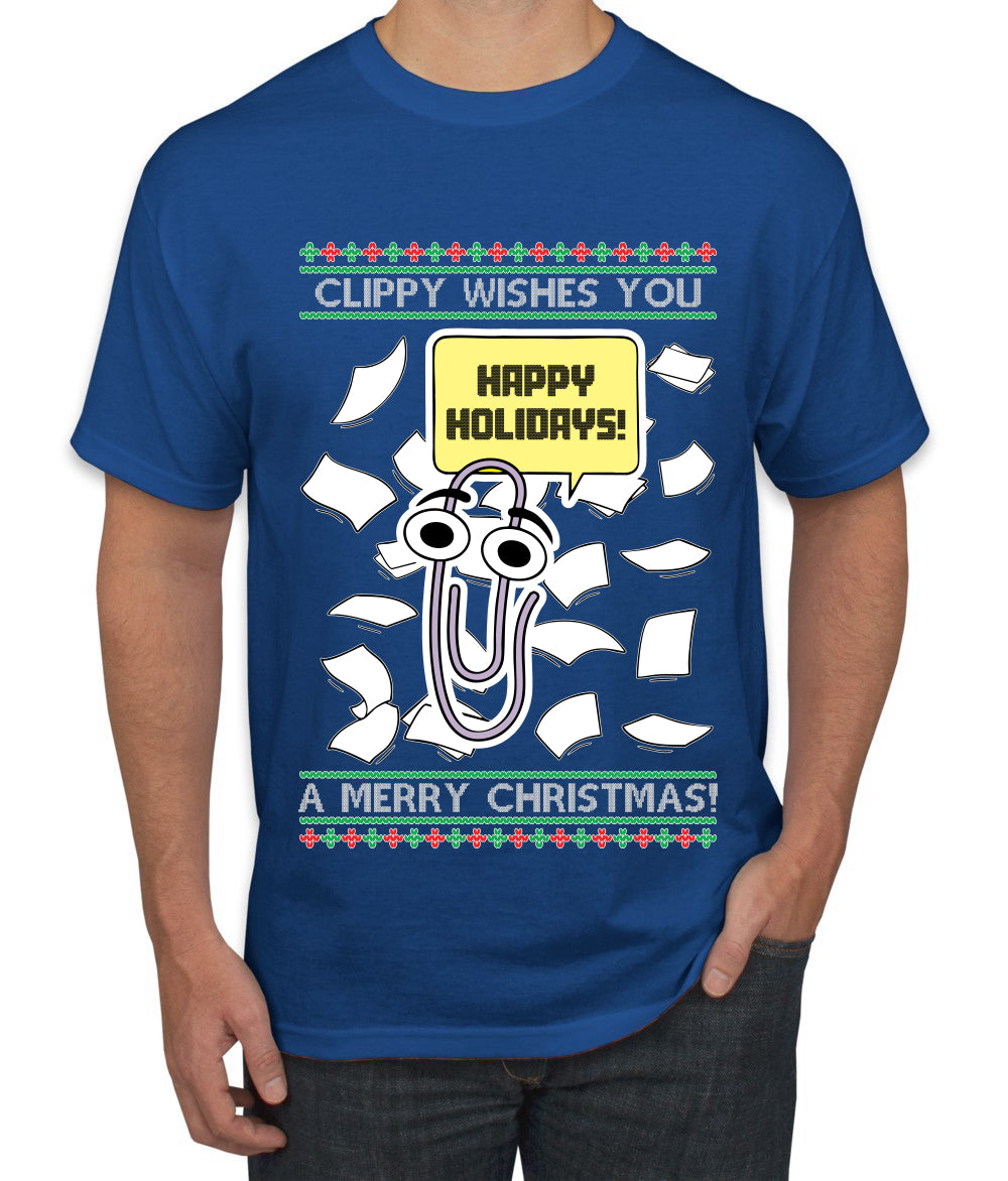 Clippy Wishes You A Merry Christmas Office Assistant, Ugly Christmas Sweater Unisex Men's T-Shirt