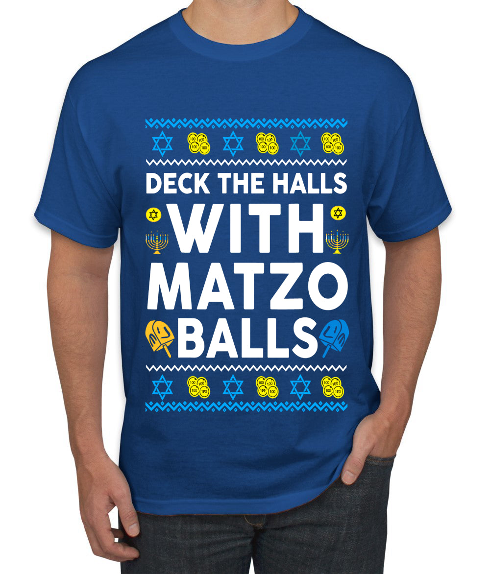 Deck The Halls With Matzo Balls Hanukkah, Ugly Christmas Sweater Unisex Men's T-Shirt