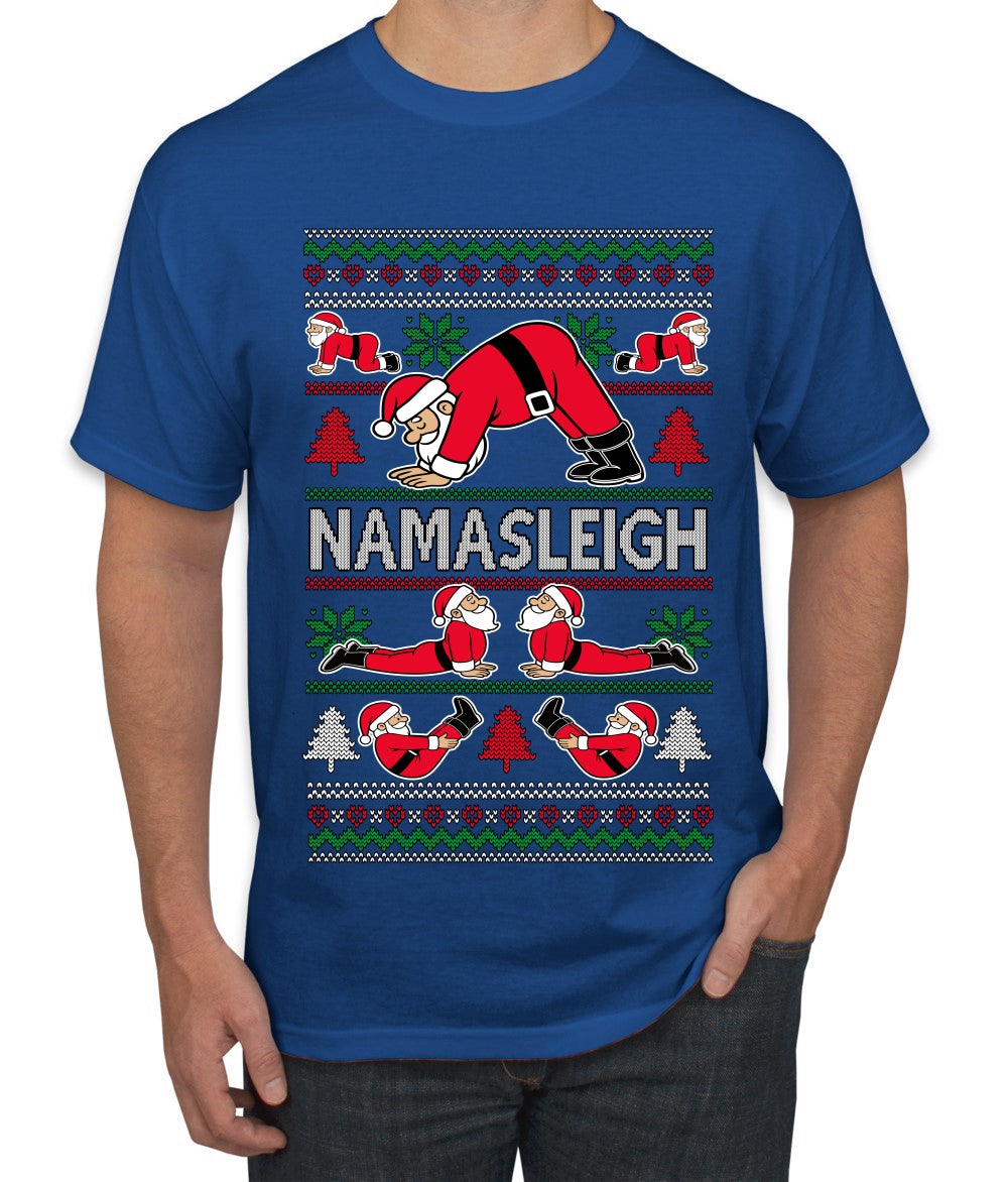 Namasleigh, Namaste Yoga Santa Claus, Ugly Christmas Sweater Unisex Men's T-Shirt