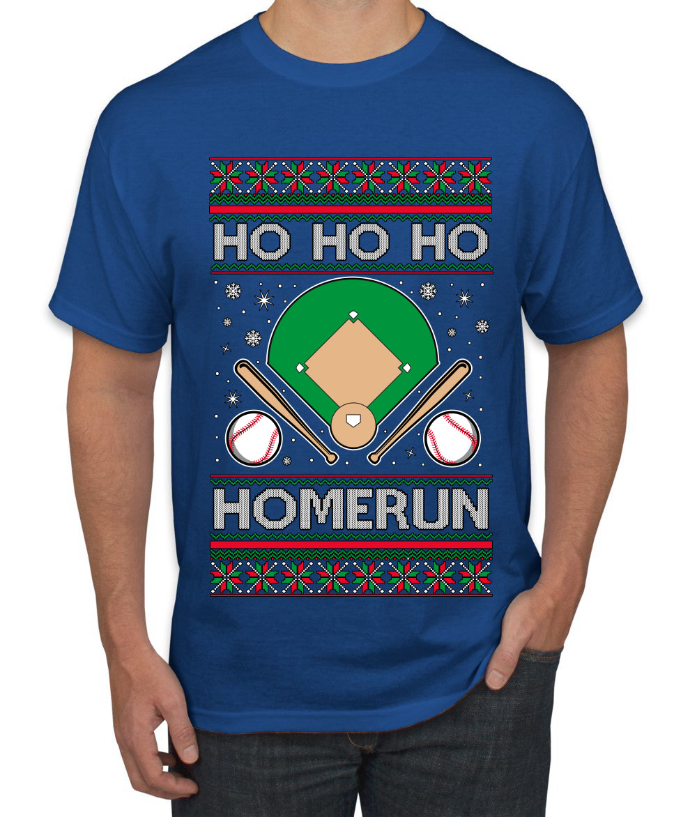 Ho Ho Ho Homerun, Baseball Fan Christmas Design, Ugly Christmas Sweater Unisex Men's T-Shirt
