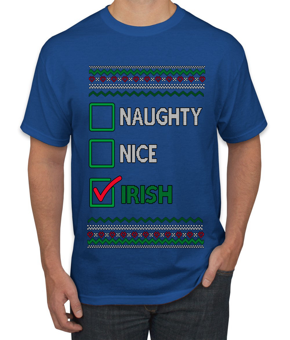 Naughty Nice, Irish, Irish Christmas, Ugly Christmas Sweater Unisex Men's T-Shirt