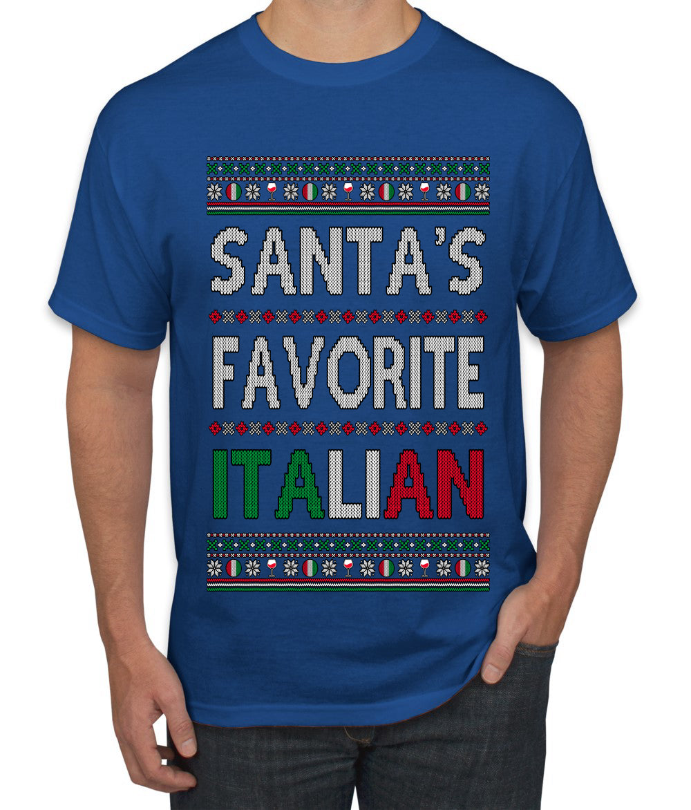 Santa's Favorite Italian, Funny Italian Christmas Sweater, Ugly Christmas Sweater Unisex Men's T-Shirt