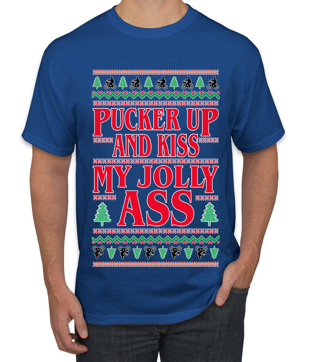 Pucker Up And Kiss My Jolly Ass, Ugly Christmas Sweater Unisex Men's T-Shirt