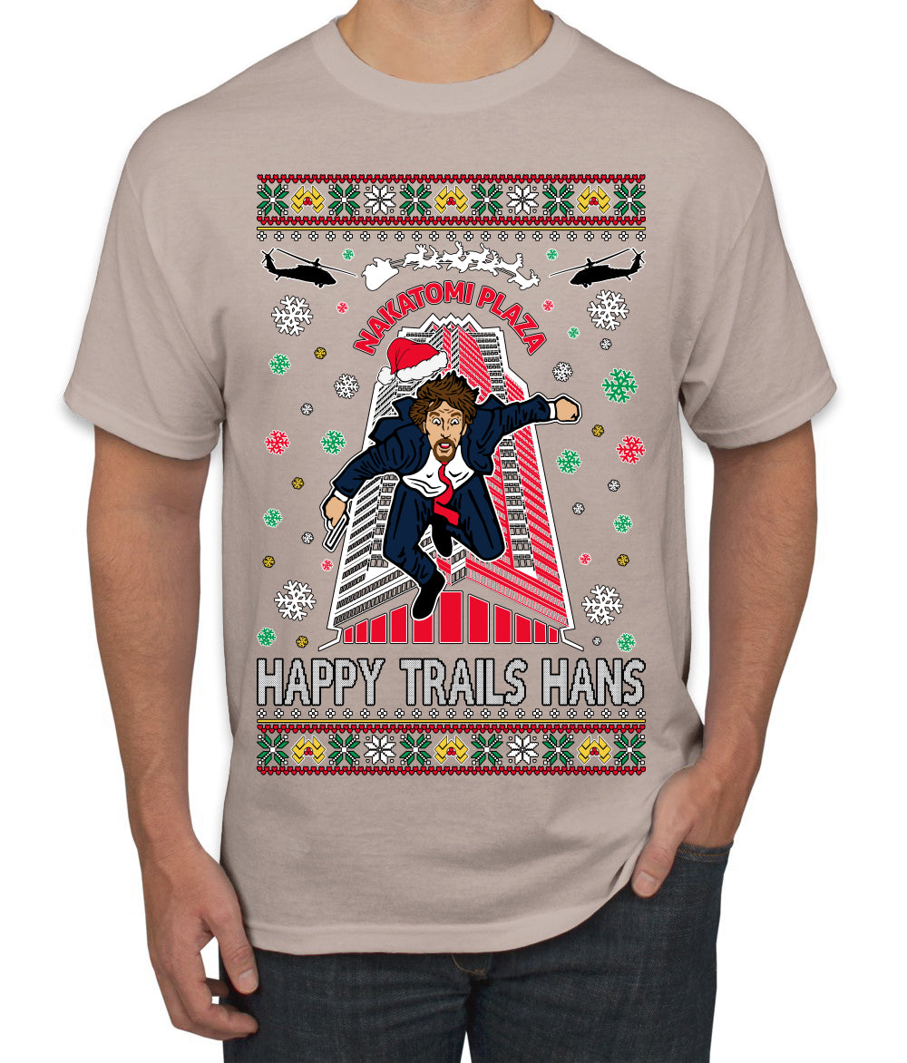 Nakatomi Plaza Happy Trails Hanz  Ugly Christmas Men's T-Shirt