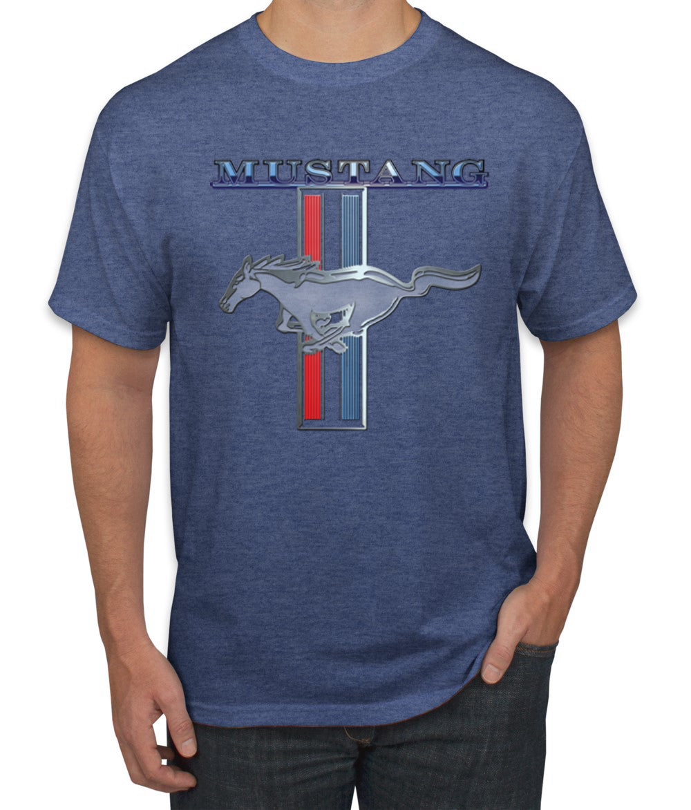 Ford Mustang Classic Pony USA Logo Emblem Cars and Trucks Front and Back Cars and Trucks Men's T-Shirt