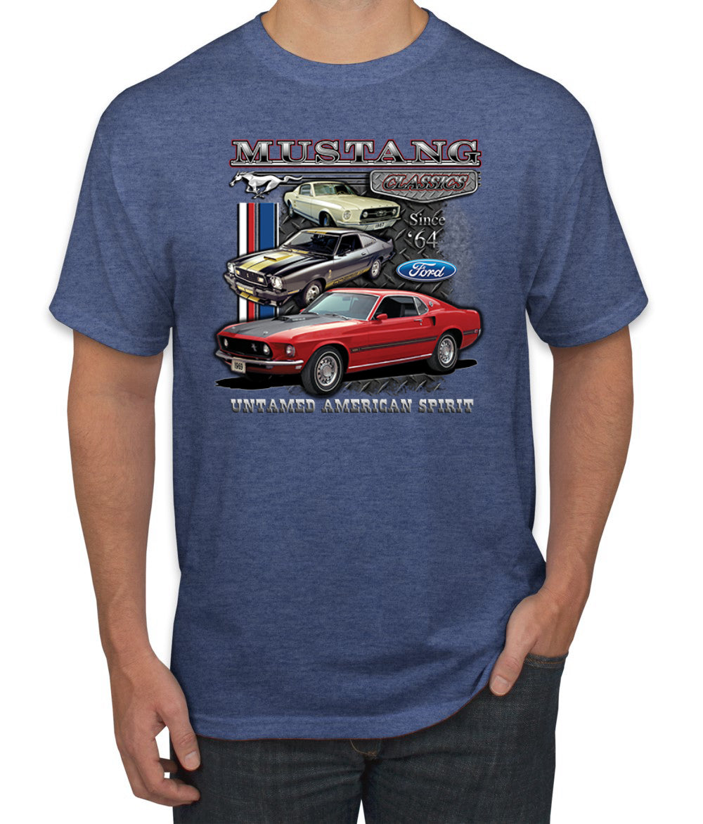 Ford Mustang Classics Untamed American Spirit Cars and Trucks Men's T-Shirt