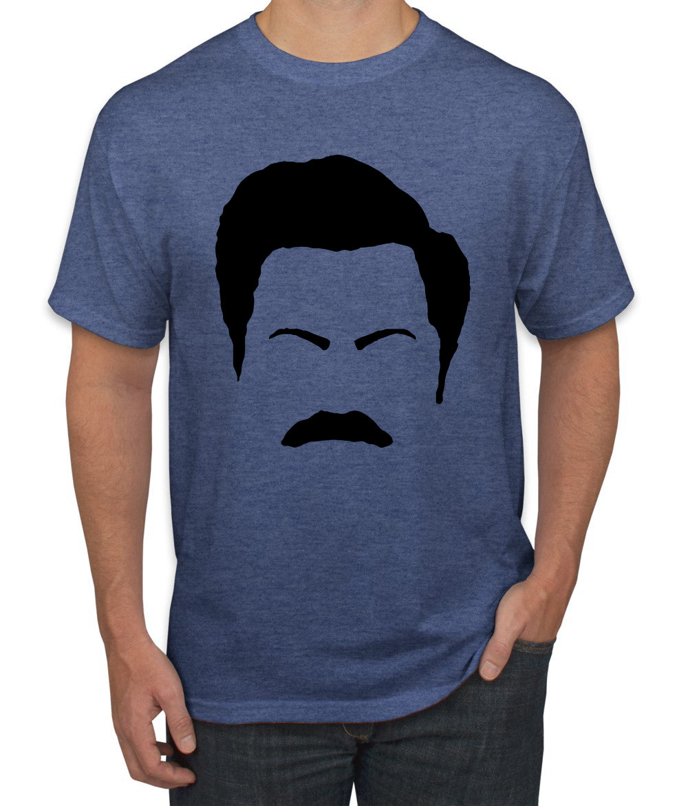 Parks and Rec Fans Ron Swanson Mustache Face Silhouette Pop Culture Men's T-Shirt