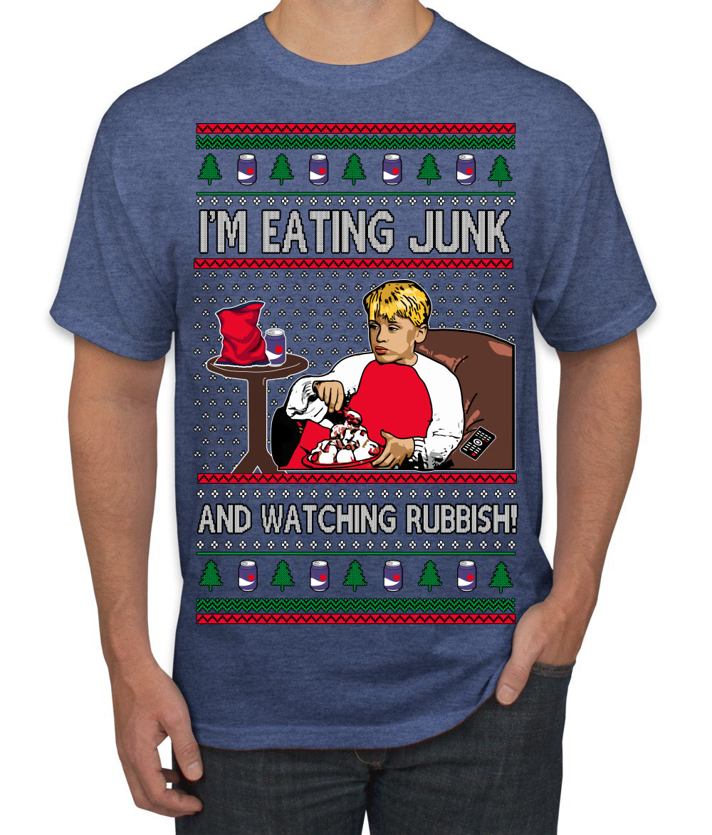 I'm Eating Junk and Watching Rubbish 90s Movie Ice Cream Ugly Christmas Sweater Men's T-Shirt