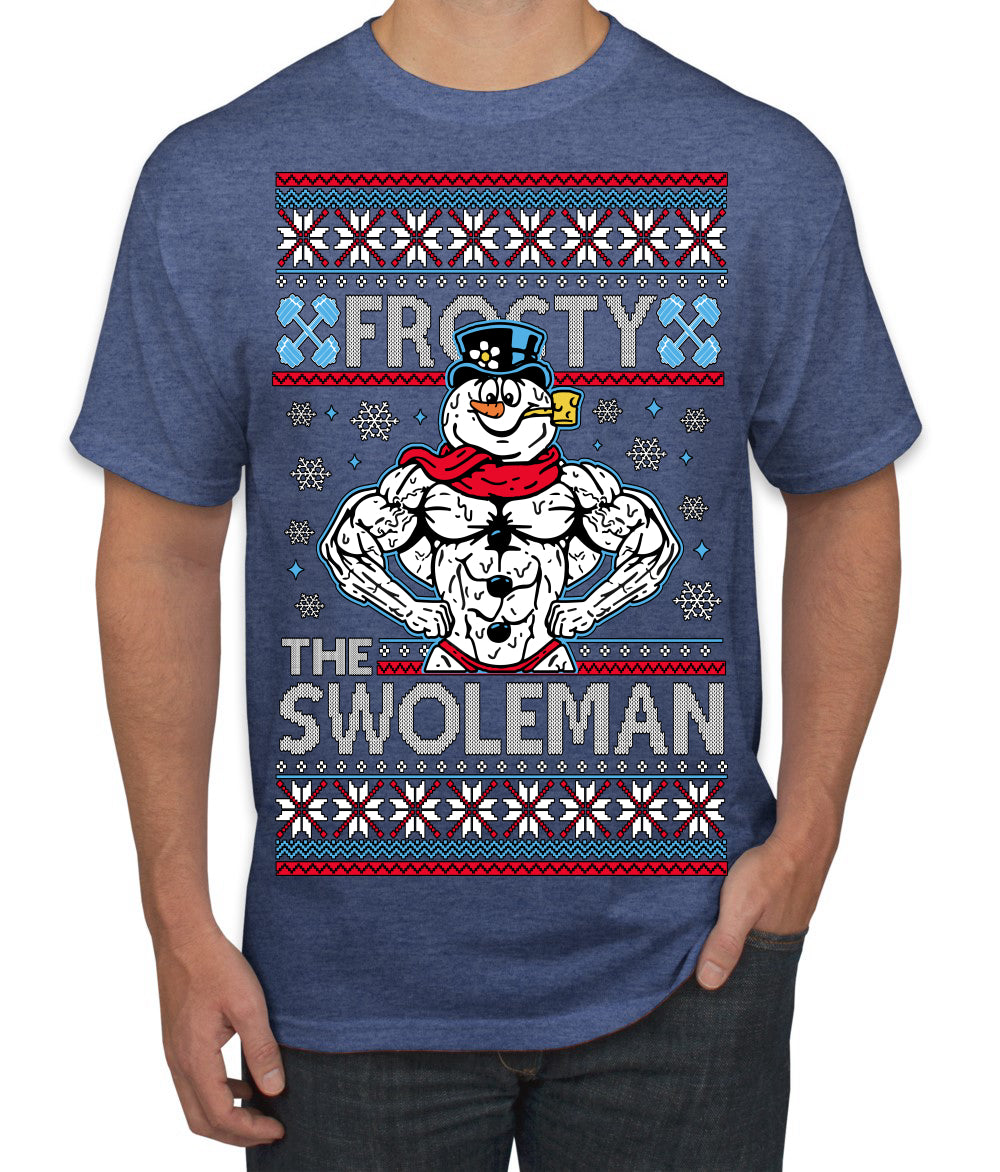 Frosty the Swoleman Funny Workout Lifting Snowman MovieUgly Christmas Sweater Men's T-Shirt