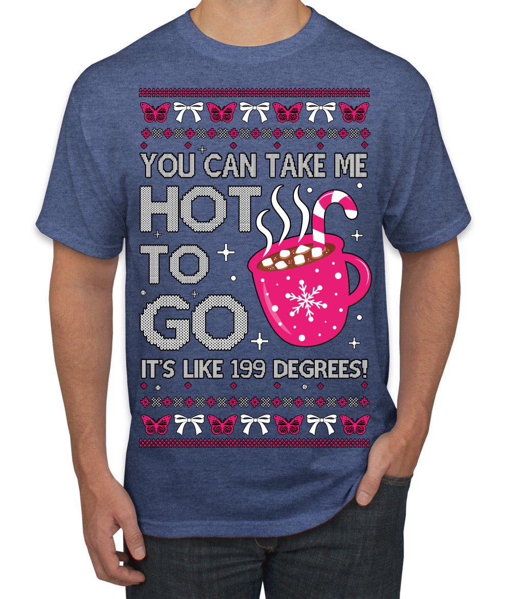 You Can Take Me Hot to Go, Hot Cocoa Viral Song Pop Music Ugly Christmas Sweater Men's T-Shirt