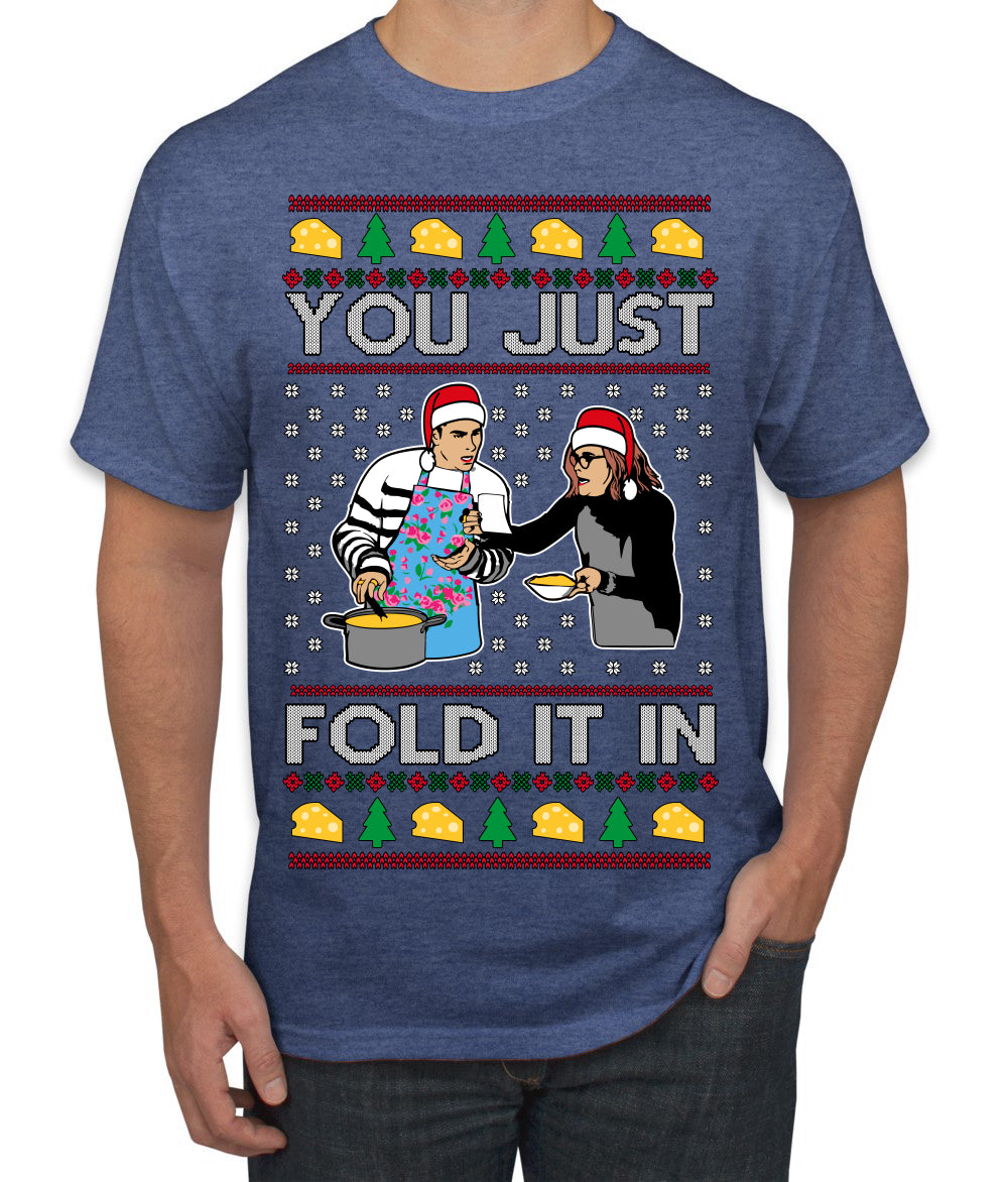 You Just Fold It In Funny Enchilada Moira David TV Sitcom Ugly Christmas Sweater Men's T-Shirt