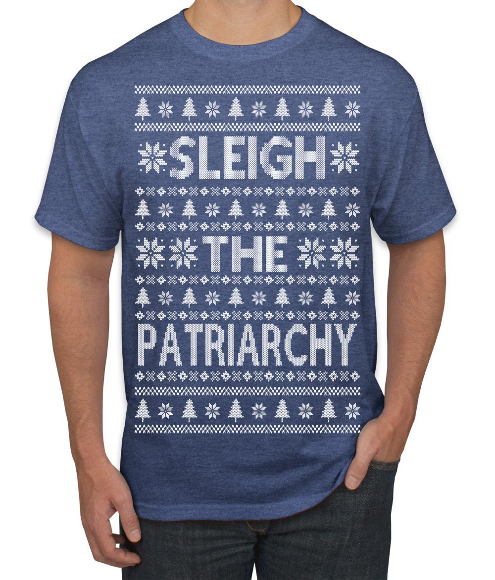 Sleigh the Patriarchy Funny Feminist Middle Class Meme Ugly Christmas Sweater Men's T-Shirt