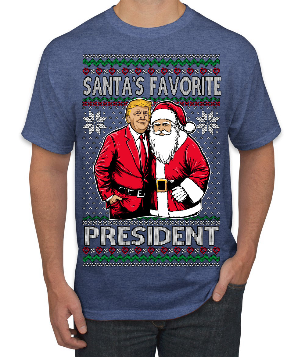 Santa's Favorite President Red Suit Trump Ugly Christmas Sweater Men's T-Shirt