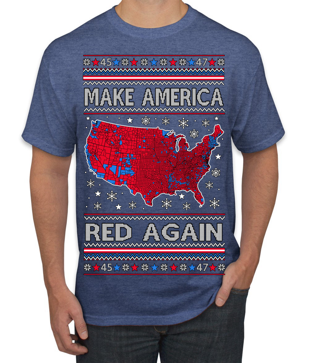 Make America Red Again USA Map Trump 2024 MAGA Ugly Christmas Sweater Men's T-Shirt
